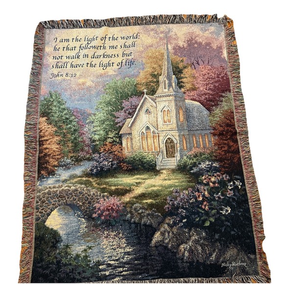 Blanket Nicky Boehme Church In The Country 50 x 60 Woven Tapestry Throw Faith - Picture 1 of 6